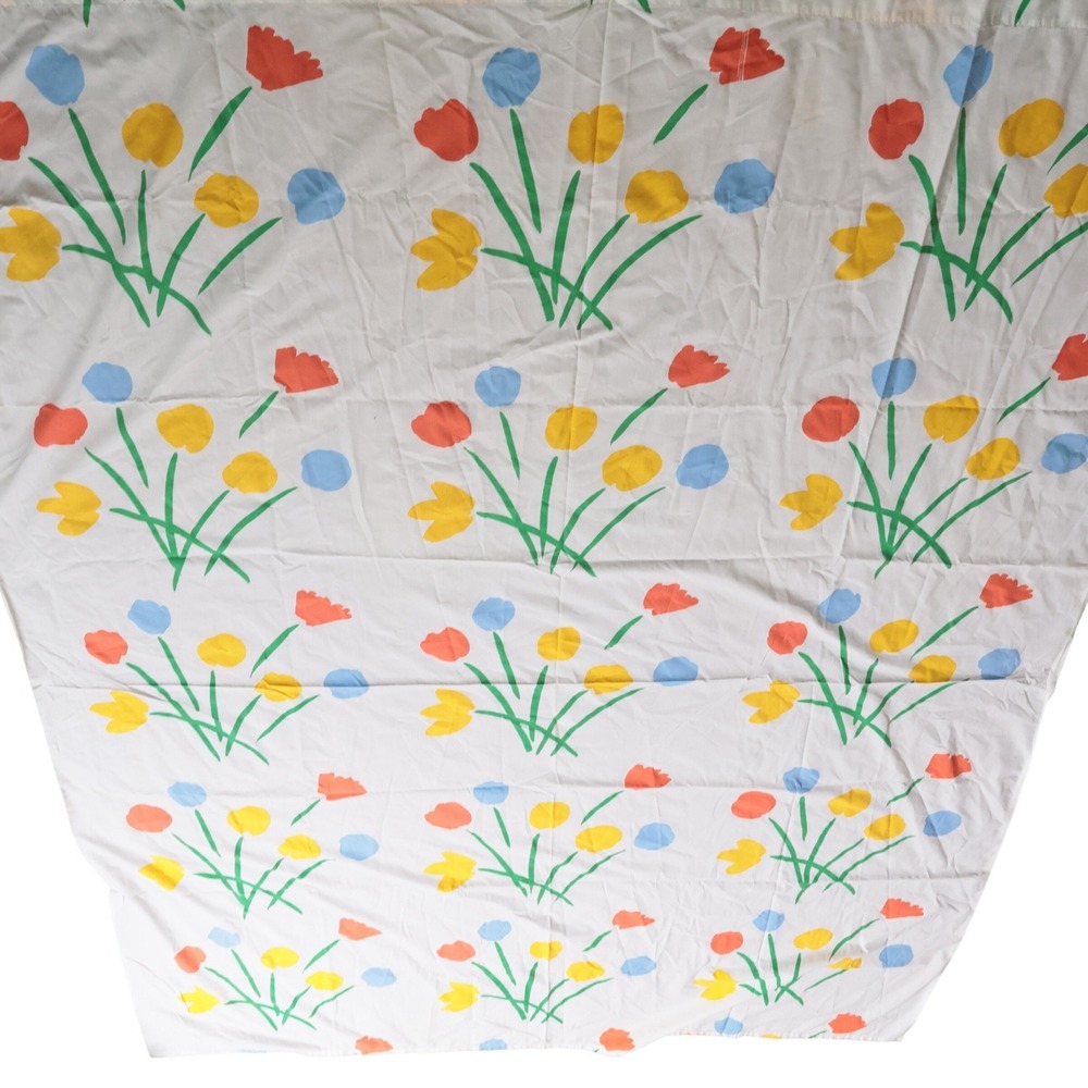 Vintage Marimekko Twin Flat Sheet Absract Floral Percale Bedding Finnish 69x92"